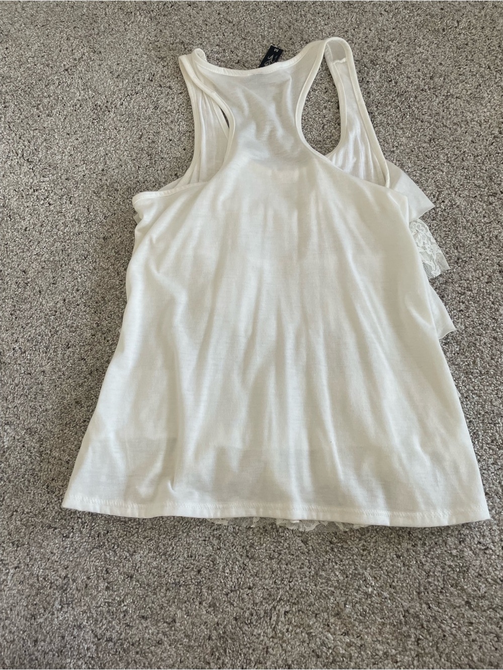 Women's White Racerback Tank with Lace Trim